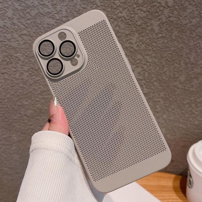 Ốp Điện Thoại Tản Nhiệt, Để Sử Dụng Cho iPhone 16, 15, 14, 13, 12, 11, Pro Max, 16 Plus, XS Max, Có Màng Bảo Vệ Ống Kính, Thoáng Khí, Lưới Ngầu Đơn Giản, Ốp Mỏng Cứng, Có Cấu Trúc