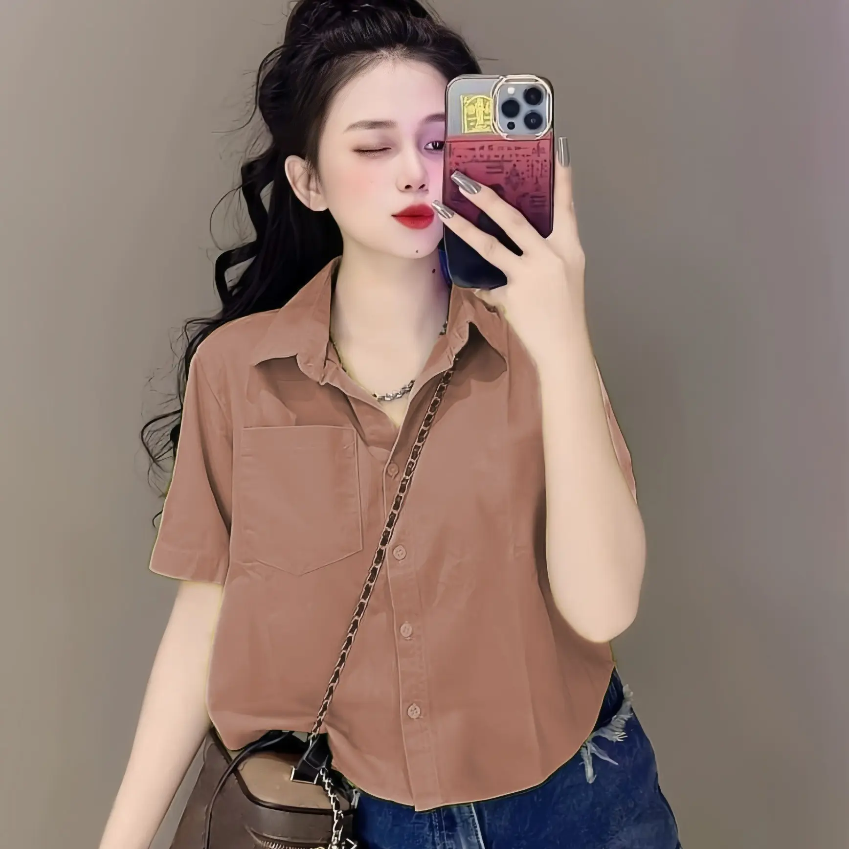 Áo Sơ Mi Nữ Tay Ngắn Form Rộng Nhiều Màu Áo Croptop Nữ Kiểu Sang Chảnh Thoải Mái Cho Bốn Mùa | BigBuy360 - bigbuy360.vn Áo Sơ Mi Nữ Tay Ngắn Form Rộng Nhiều Màu Áo Croptop Nữ Kiểu Sang Chảnh Thoải Mái Cho Bốn Mùa | BigBuy360 - bigbuy360.vn