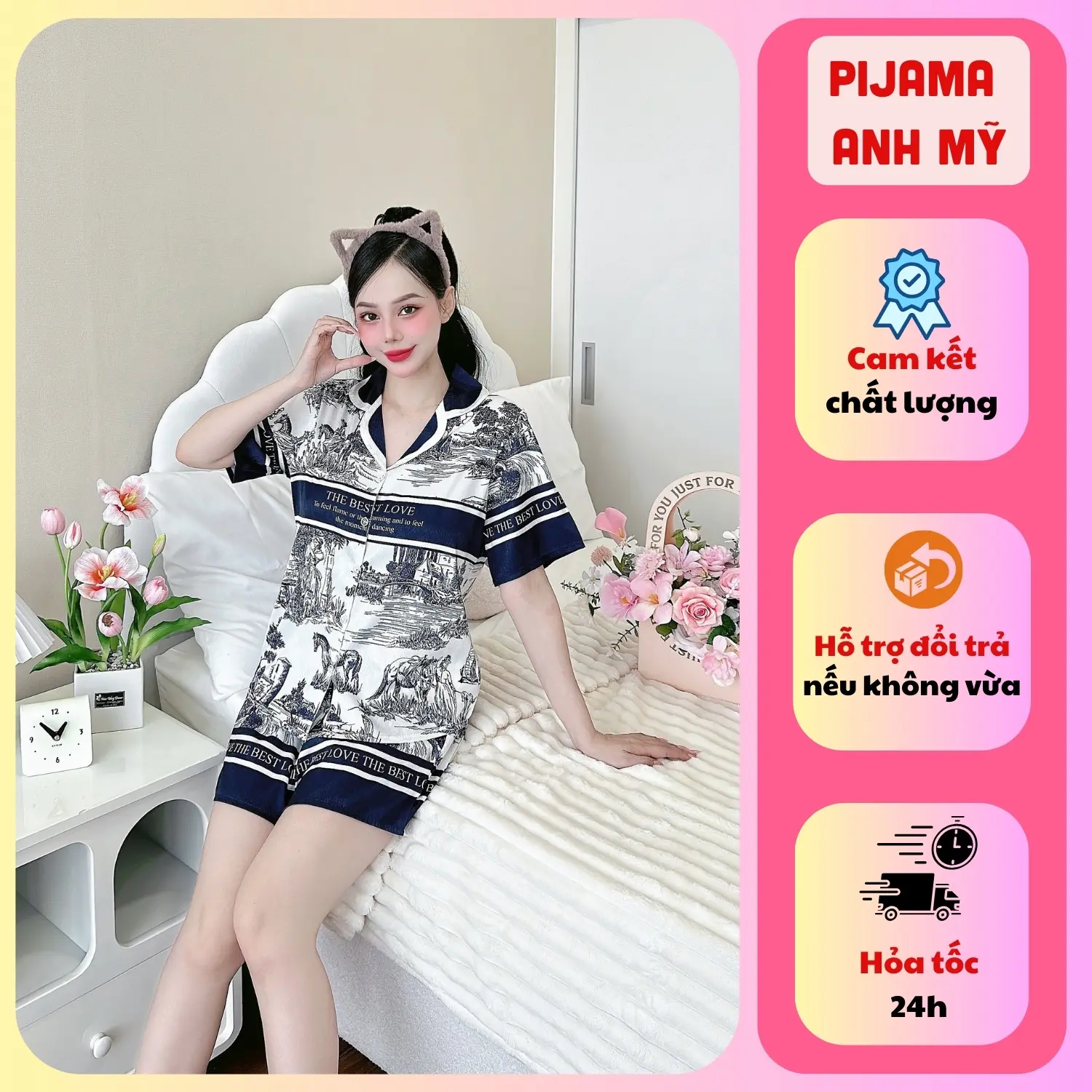Đồ bộ Pijama nữ ANH MỸ chất liệu lụa xước cao cấp mặc ngủ mặc ở nhà có bigsize SP0314