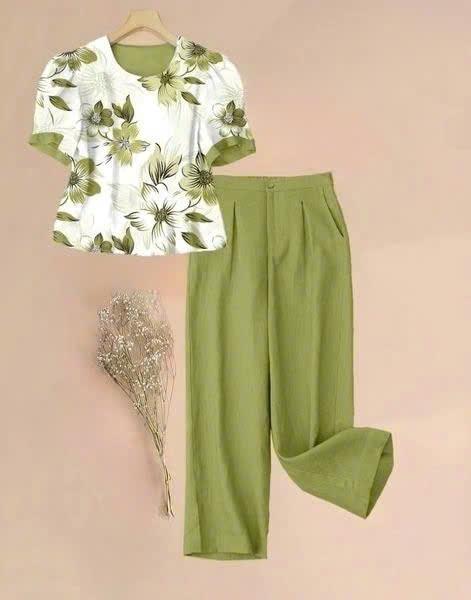  Set Đồ Nữ Trung Niên Set Mặc Nhà Bộ Đũi Nữ Bộ Đồ Ngắn Tay Bộ Mango setdomac nhaxinh Mã MH92 