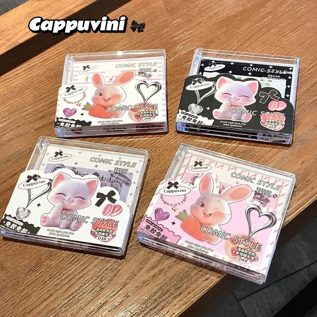 Cappuvini - Manga style non adhesive false eyelashes naturally curled, segmented, fine stem, single cluster, thick upper and lower eyelashes