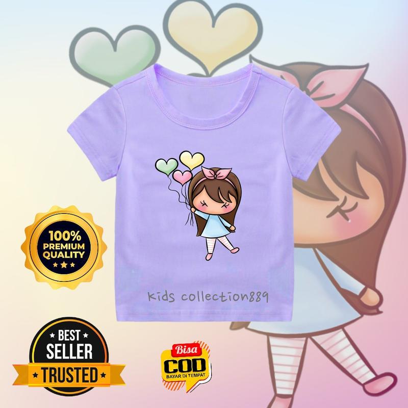 Kaos anak perempuan/ atasan anak perempuan gambar Cwek pita Balon03 1