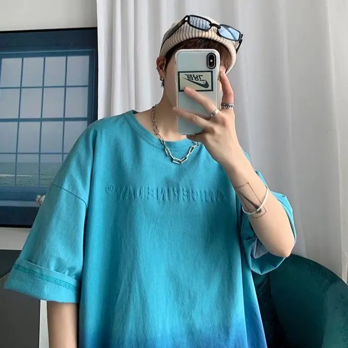Các chàng trai áo thun áo thun ngắn tay áo mùa hè tay áo ngắn tay áo đường phố mỹ ban đầu năm tay áo Menswear   Cổ Tròn Cotton