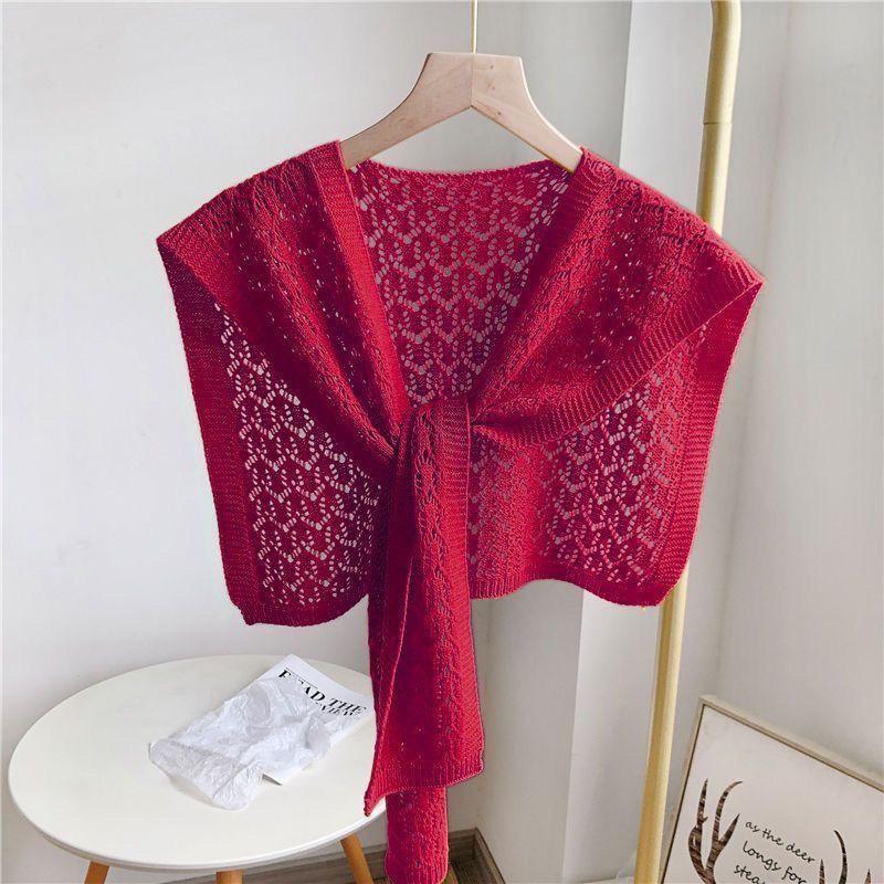 Khăn Choàng Cho Nữ, Thắt Nút Dệt Kim, Khoét Lỗ, Áo Mặc Bên Ngoài, Áo Sơ Mi, Áo Vest, Phong Cách Mùa Xuân Hè, Quấn Vai, Khăn Quàng Cổ Bọ Rùa Hợp Xu hướng 6
