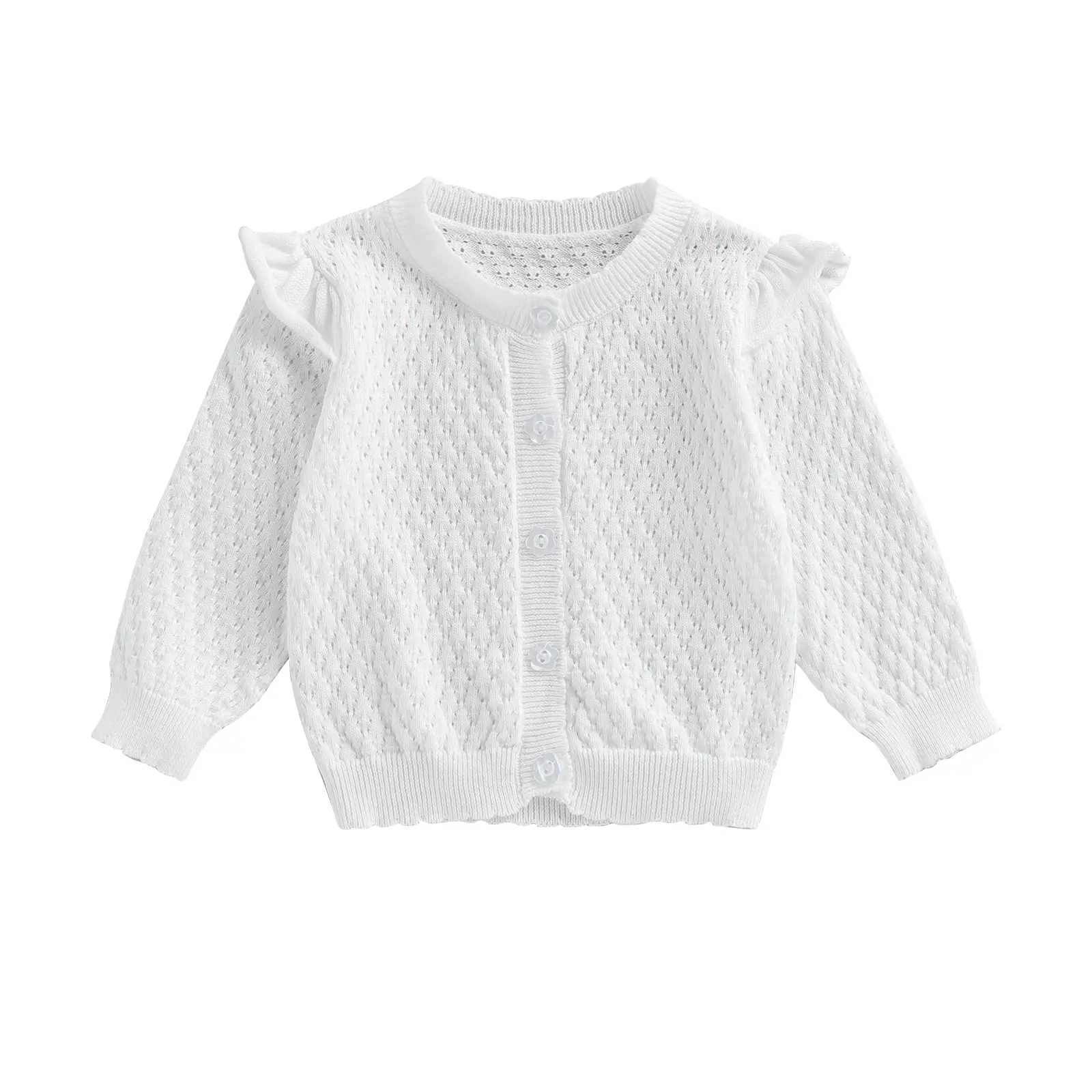 Baby Girls Knit Sweater, Long Sleeve Button-down Toddler Cardigan Fall Winter Clothes for Casual Daily