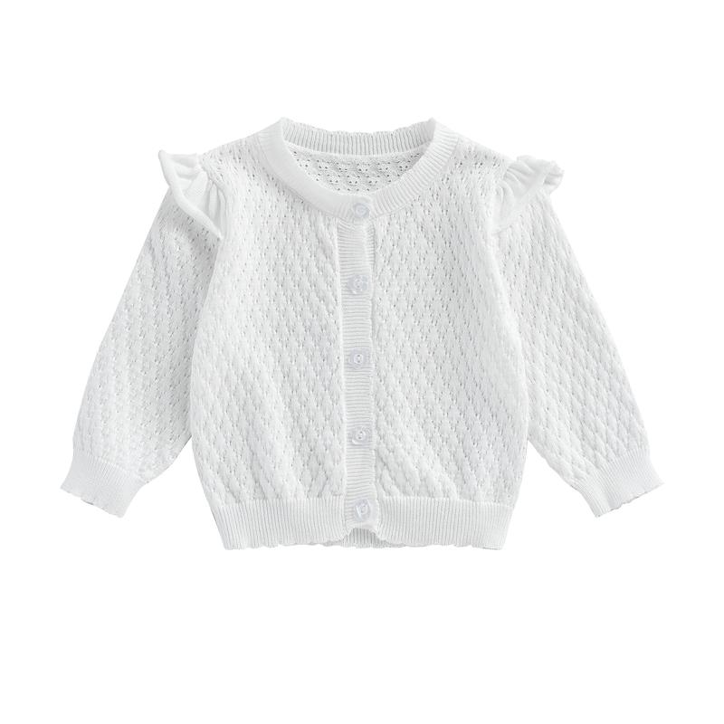 Baby Girls Knit Sweater, Long Sleeve Button-down Toddler Cardigan Fall Winter Clothes for Casual Daily 0