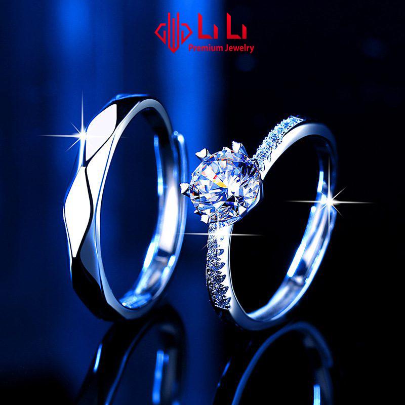 Nhẫn bạc cặp đôi LiLi S925 đính kim cương Moissanite cao cấp Theophilus LILI_672438