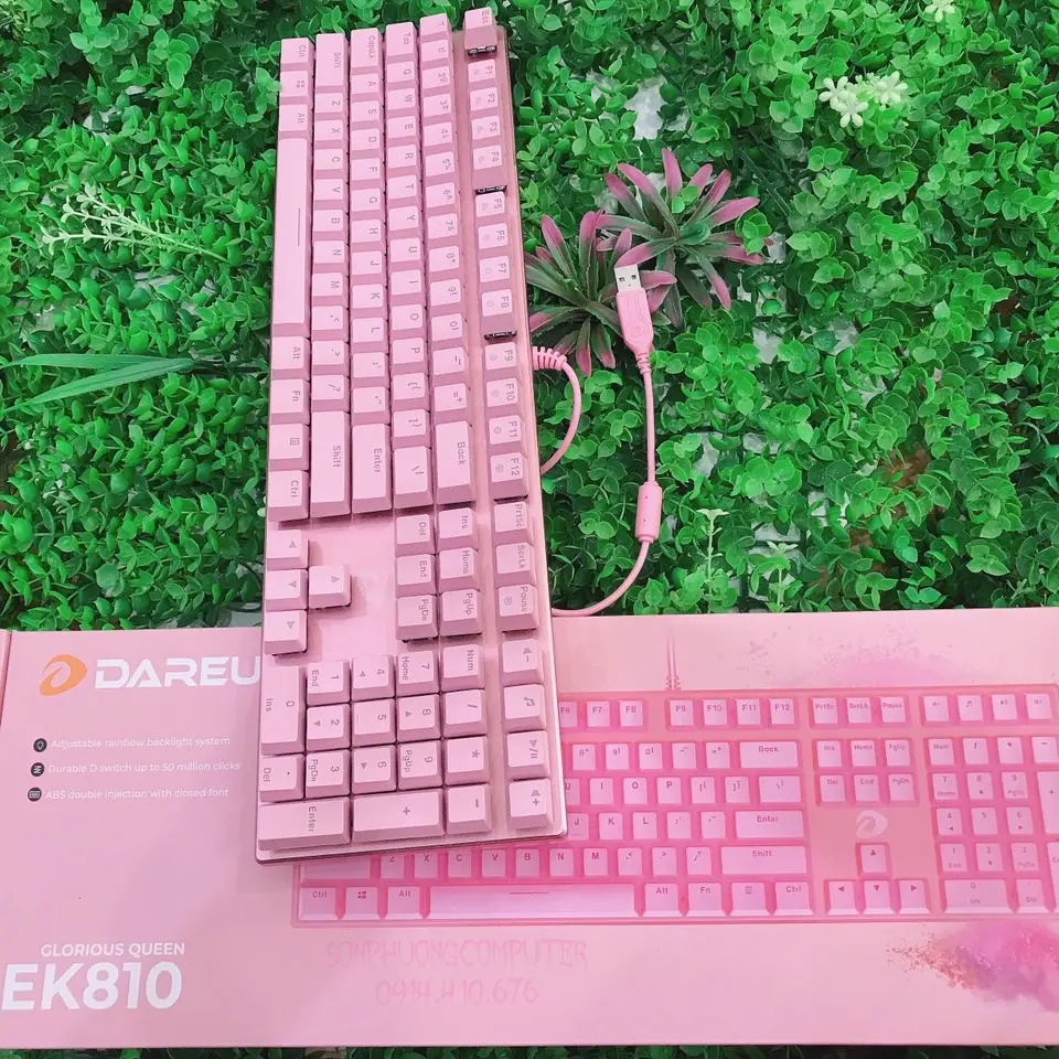 Bàn phím cơ Gaming DAREU EK810 – Queen (PINK-LED, Blue/ Brown/ Red D switch) , dây dài 1,8m