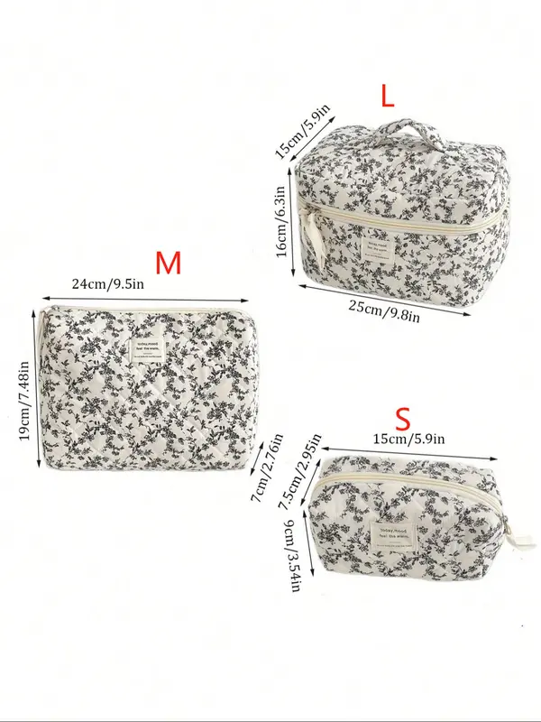 Floral Pattern Makeup Bag Set, Portable Cosmetic Storage Bag, Multifunctional Makeup Organizer Pouch, Versatile Storage Bag for Travel & Daily Use 1