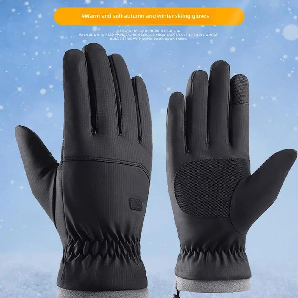 Winter Touch Screen Gloves Windproof Warm Knit Mittens Full Finger For Women Men Waterproof Plush Thermal Mittens