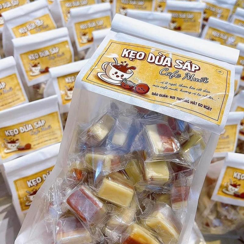  Kẹo dừa sáp  cafe muối + kẹo dừa vuông siêu ngon 1kg 9 vị 