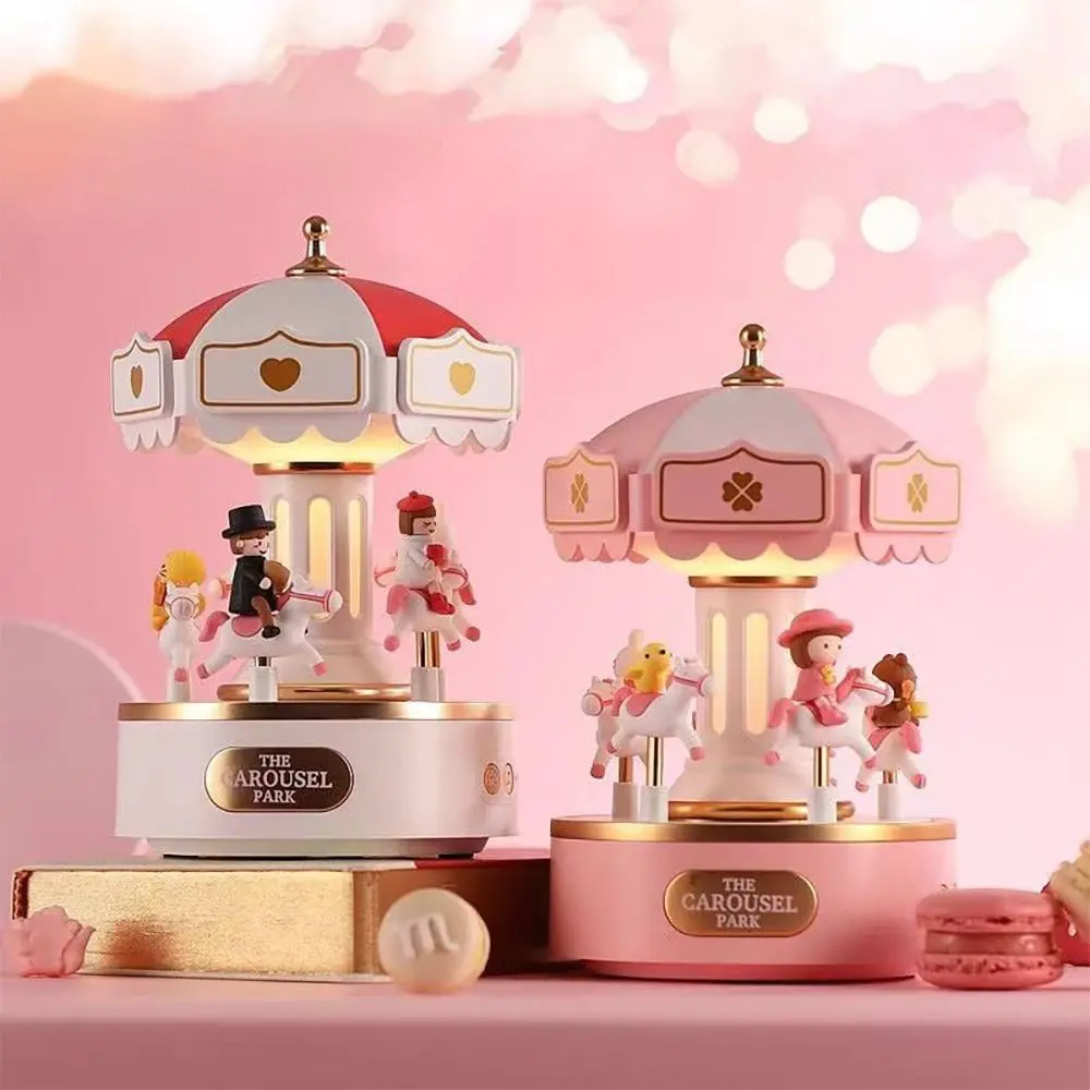 Carousel Design Music Box, 1 Count Christmas & Girl Themed Carousel Music Box, Desktop Decoration Crafts for Home Office, Gift for Friend & Family