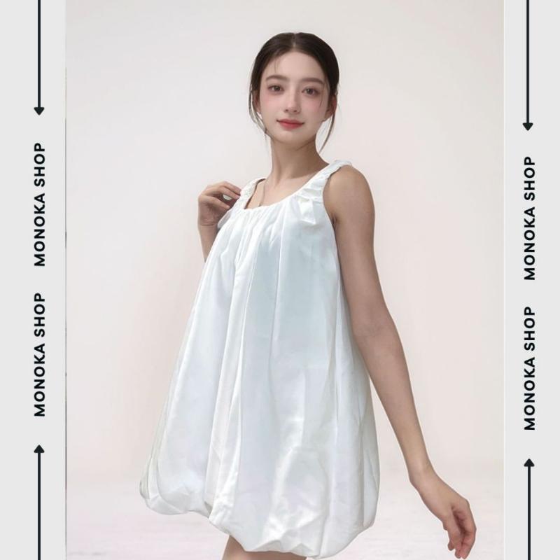 Product Introduction of ( Ảnh thật) Váy 2 dây babydoll dáng bí phồng 2 lớp cổ vuông  Đầm bầu áo dáng rộng cute dễ thương chubby T219G MONOKA 32