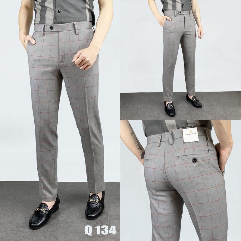 Quần âu nam kẻ sọc KARO chất vải cotton cao cấp , chuẩn thiết kế hàn quốc,  cực tôn dáng, lịch sự, trẻ trung.QAK Menswear Pants Menswear Pants