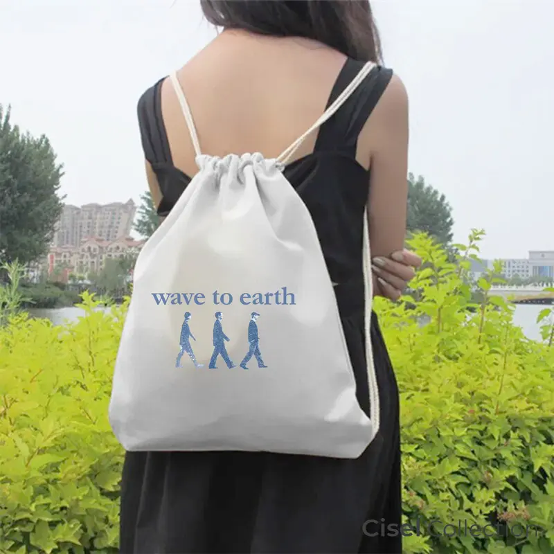 Tas Serut String Bag Kanvas Tebal Wave to Earth Band Rock Indie Ukuran 30x40 2