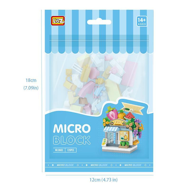 1 Set Fruit Shop Building Block Set, Street View Architecture Store Scene Series Mini Bricks Sets, Simulation DIY Construction Kit For Kids, Christmas Gift 1