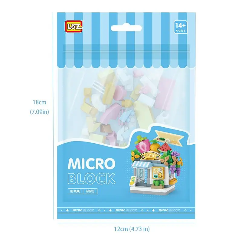1 Set Fruit Shop Building Block Set, Street View Architecture Store Scene Series Mini Bricks Sets, Simulation DIY Construction Kit For Kids, Christmas Gift 1