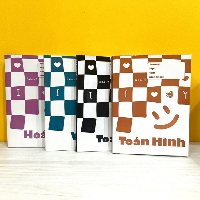[LẺ] GIẤY BAO TẬP CARO THEO MÔN HỌC - MẪU CARO 08 - STUDY FUN nhãnvở vôtri bọcvở nơ baotap giay
