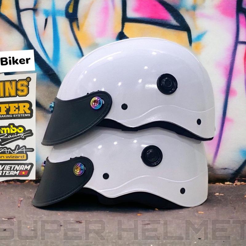 [TẶNG TEM BIKER] Nón Bảo Hiểm Trơn - Sơn Nhiều Màu - Phủ NaNo - Gắn 3 Ốc TiTan Gr5 Siêu Ngầu Helmet