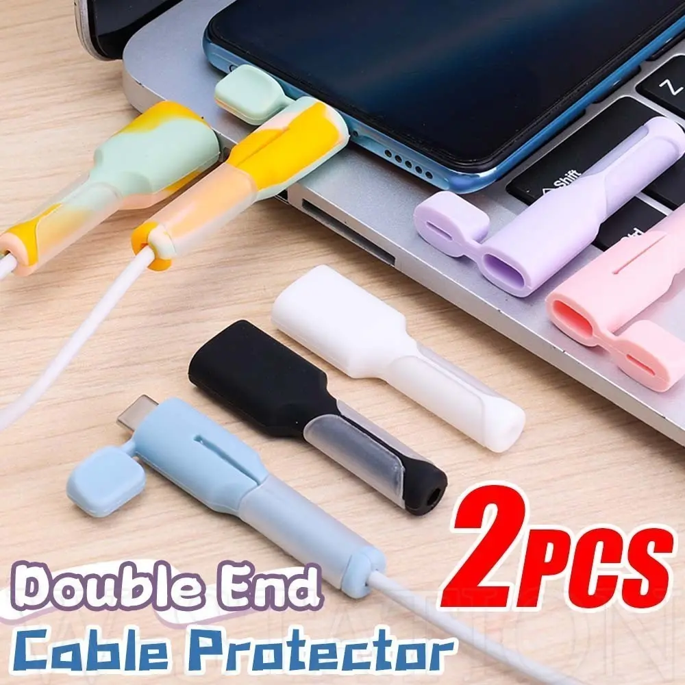 Penutup Pelindung Kabel Anti-Pecah, Set 2PCS, Diperbuat daripada Silikon, Lembut dan Tahan Lama, Warna Pastel, Pelindung Penggulung Kord Pengecasan, Sesuai untuk Jenis-C, Android dan USB, Penjimat Kabel Pengecasan Sejagat