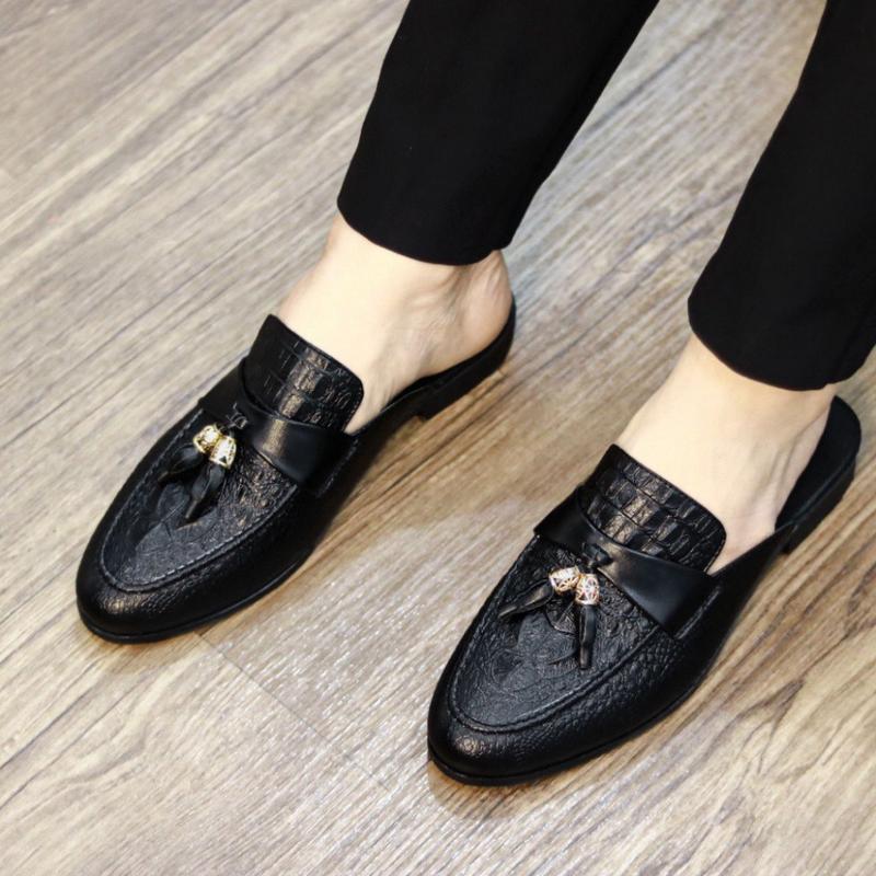 Giày sục nam cao cấp dễ xỏ chân, Giày sục nam Đai Chuông Vàng Dập Vân Cá Sấu sang trọng, Đủ size 38-43 B20 Cao Su DéP Shoes suc