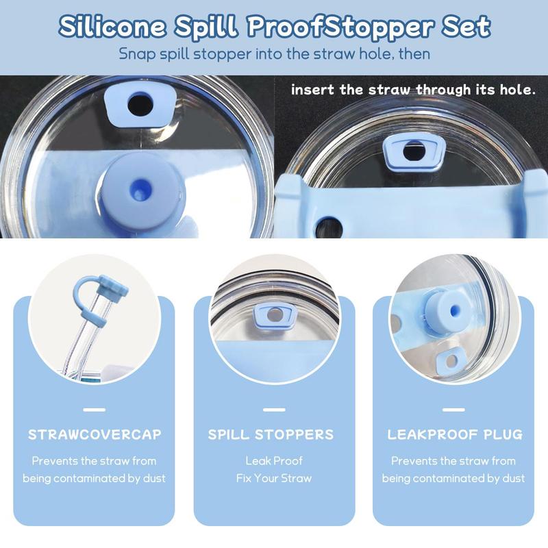Spill Stopper Set for Stanley Cup 2.0 40oz 30oz, 7 Sets Including 7 Straw Cover Caps & 7 Spill Stoppers & 7 Plugs, Drinkware Accessories 2