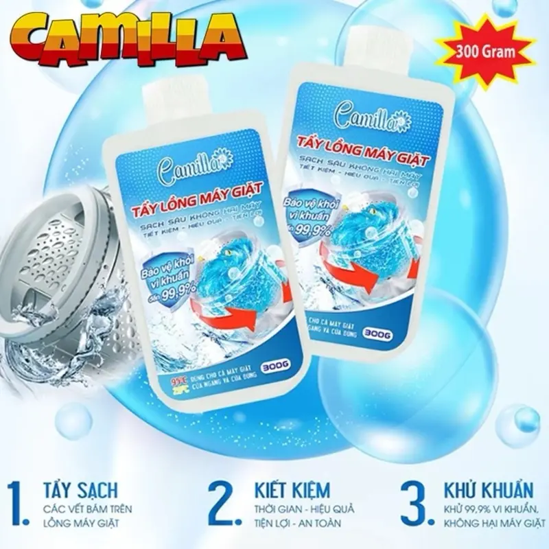 Tẩy Lồng Máy Giặt Cao Cấp Camilla 300gr - Tẩy Sạch Nấm Mốc, Khử Mùi Hôi Hiệu Quả 99% bột  vệ  sinh  lồng  giặt 7