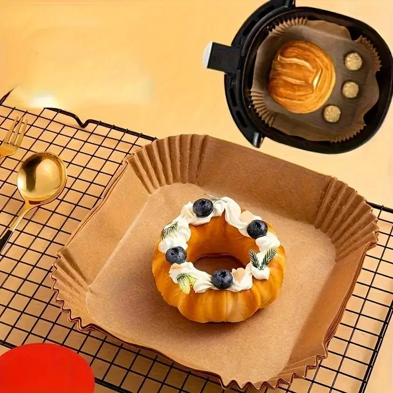 Disposable Air Fryer Liner, 100pcs Square Baking Paper Liner, Non-stick Baking Tray, Kitchen Baking Tool for Home Use 5