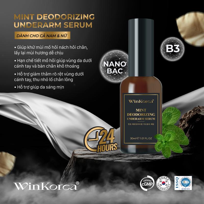  Xịt Khử Mùi Hôi Nách Và Chân Bạc Hà Hỗ Trợ Giảm Tiết Mồ Hôi Giảm Thâm Vùng Dưới Cánh Tay Dùng Được Cho Cả Nam Và Nữ Thương Hiệu: WinKorea 