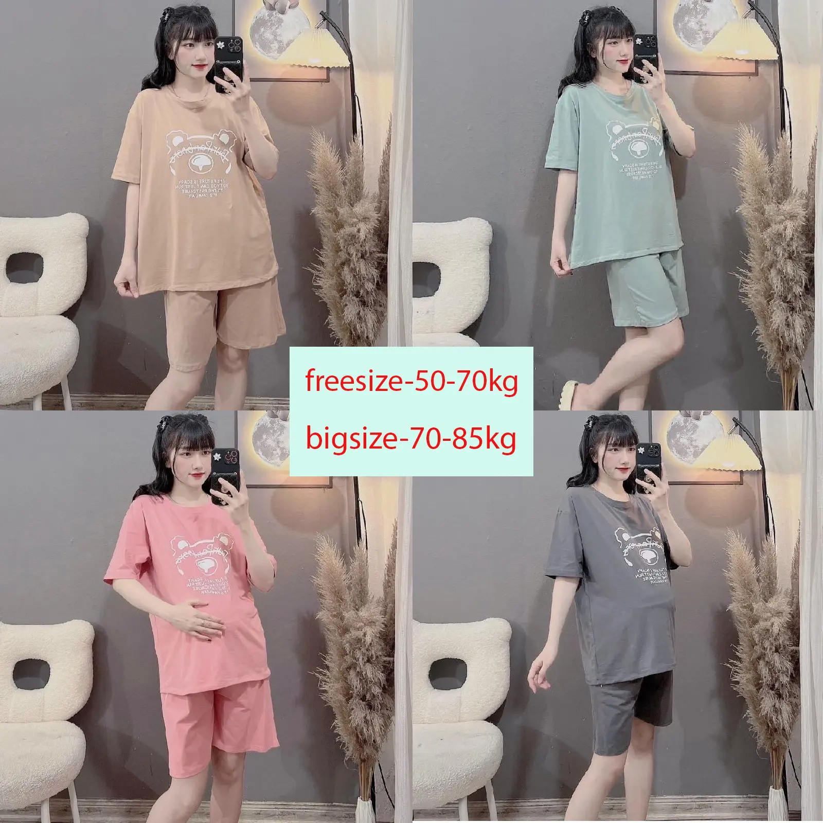 Bộ bầu - bộ Mặc Nhà sau sinh ( Lửng Lỡ ) chất liệu Thun Cotton Mềm mát