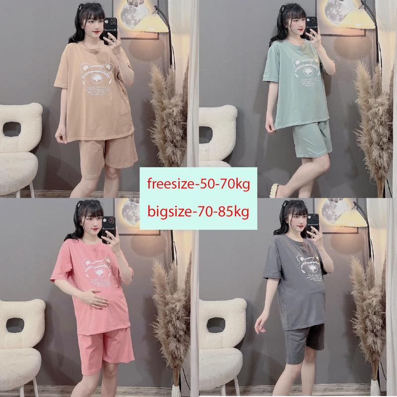 Bộ bầu - bộ Mặc Nhà sau sinh Lửng Lỡ chất liệu Thun Cotton Mềm mát