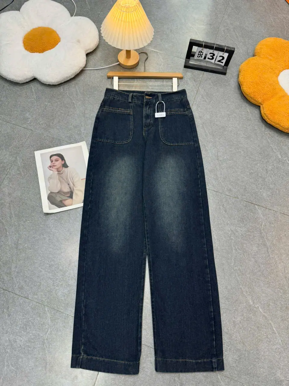 Quần bò xuông túi trước  95cm hách  dáng   , jeans nữ