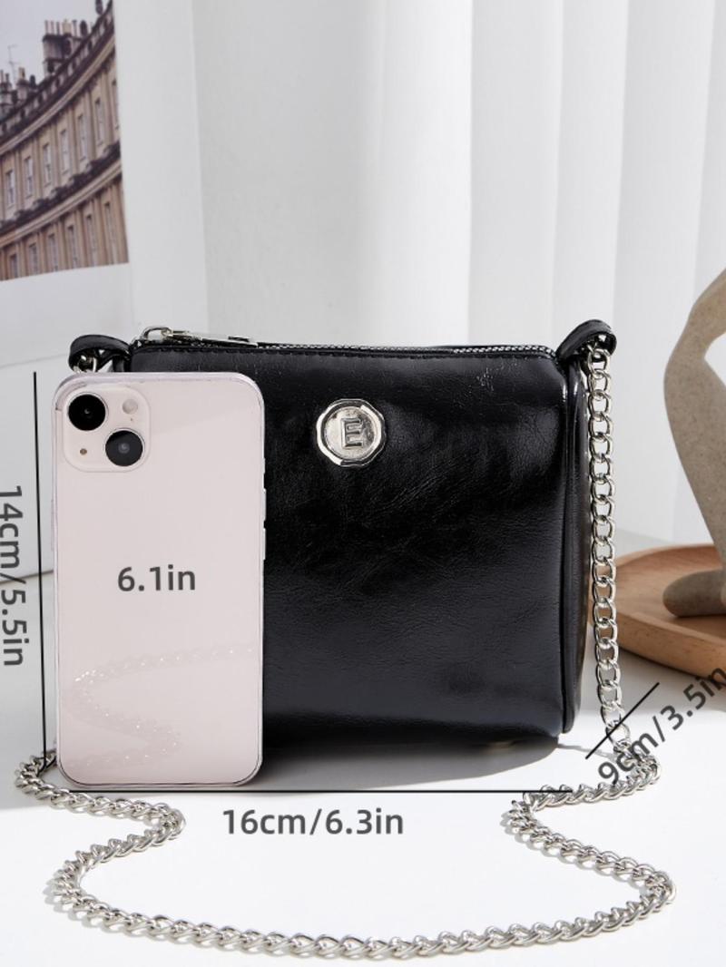 Product Introduction of Women's Fashion Chain Strap Bag, Solid Color Shoulder Bag, Casual Versatile Saddle Bag, Trendy All-match Commuter Bag for Daily Used 1