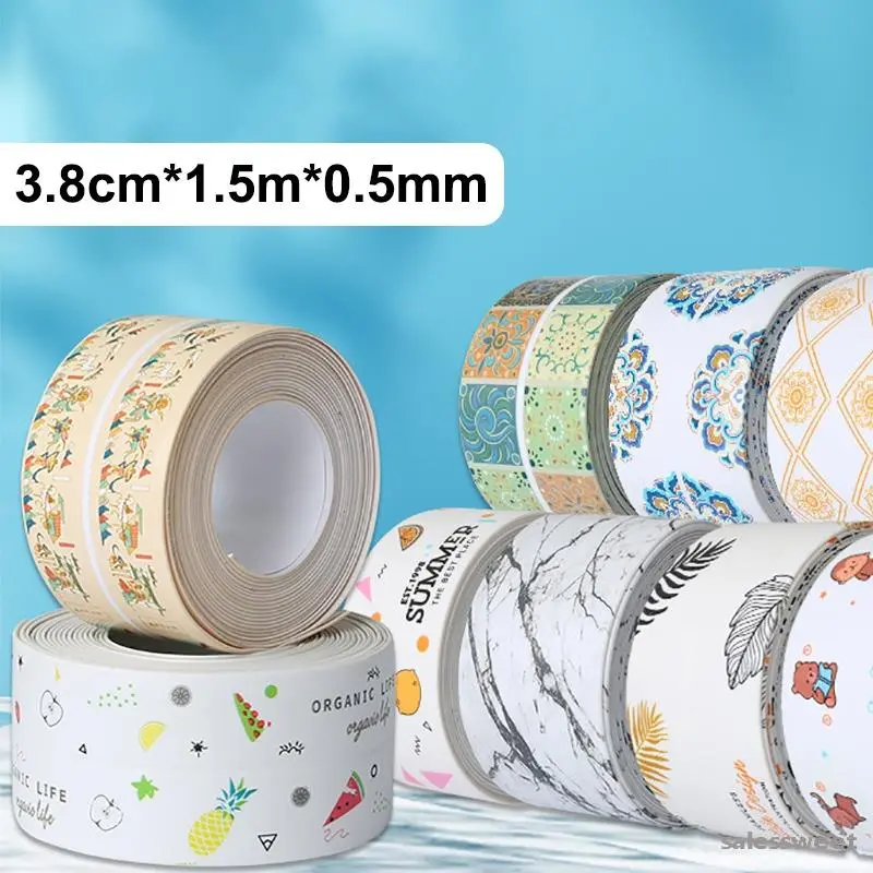 สติ๊กเกอร์ติดผนังกันน้ำ ลายใหม่ กันเชื้อรา เทปปิดผนึกตะเข็บ ติดกาวในตัว เหมาะสำหรับห้องน้ำ เตาในครัว และอ่างล้างจาน สติ๊กเกอร์