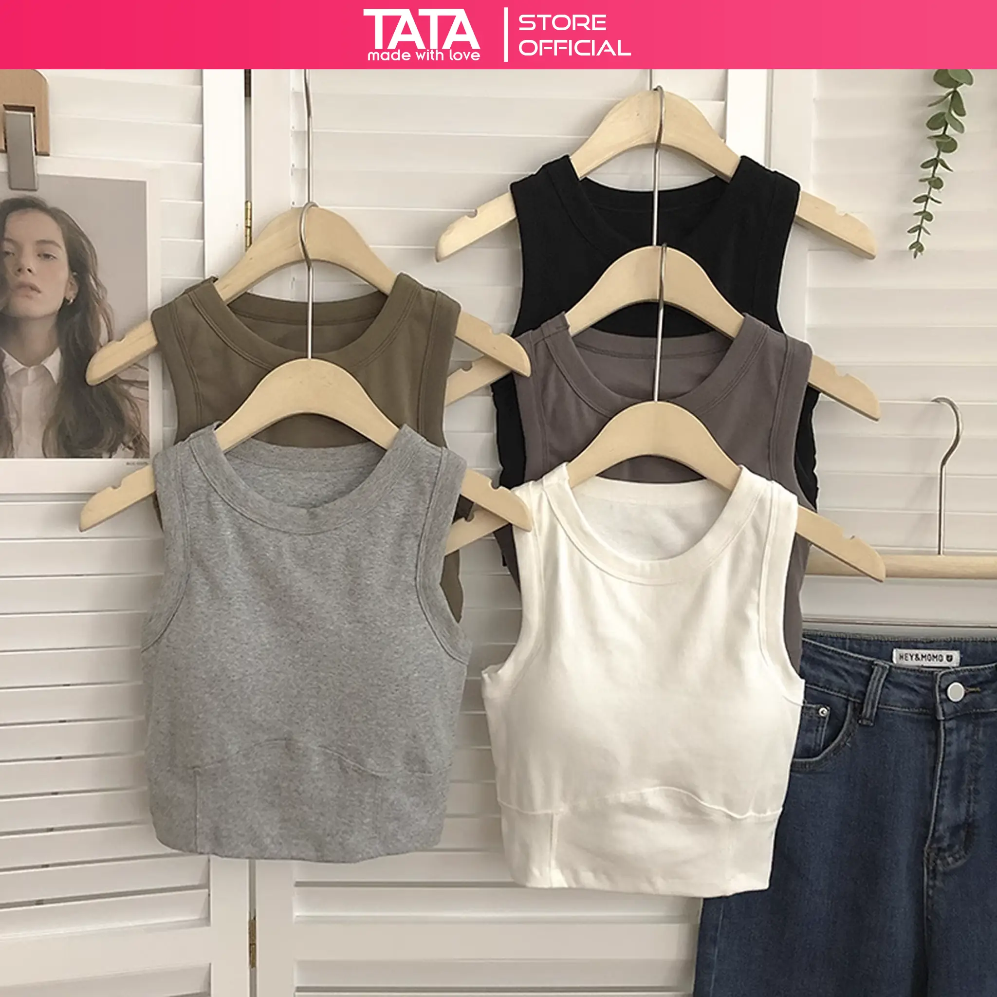 Áo Ba lỗ Nữ Áo Croptop Cotton Mềm Mịn Kèm Mút Đệm Ngực Dáng Ngắn Siêu Hot Hàng QC Loại 1 Màu Đen, 5 Màu Kem Đệm Lót Women Thun áo croptop cóáotrong