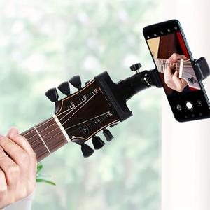 Abrazadera de cabeza de guitarra, soporte para teléfono de guitarra giratorio de 360 grados, accesorio musical creativo