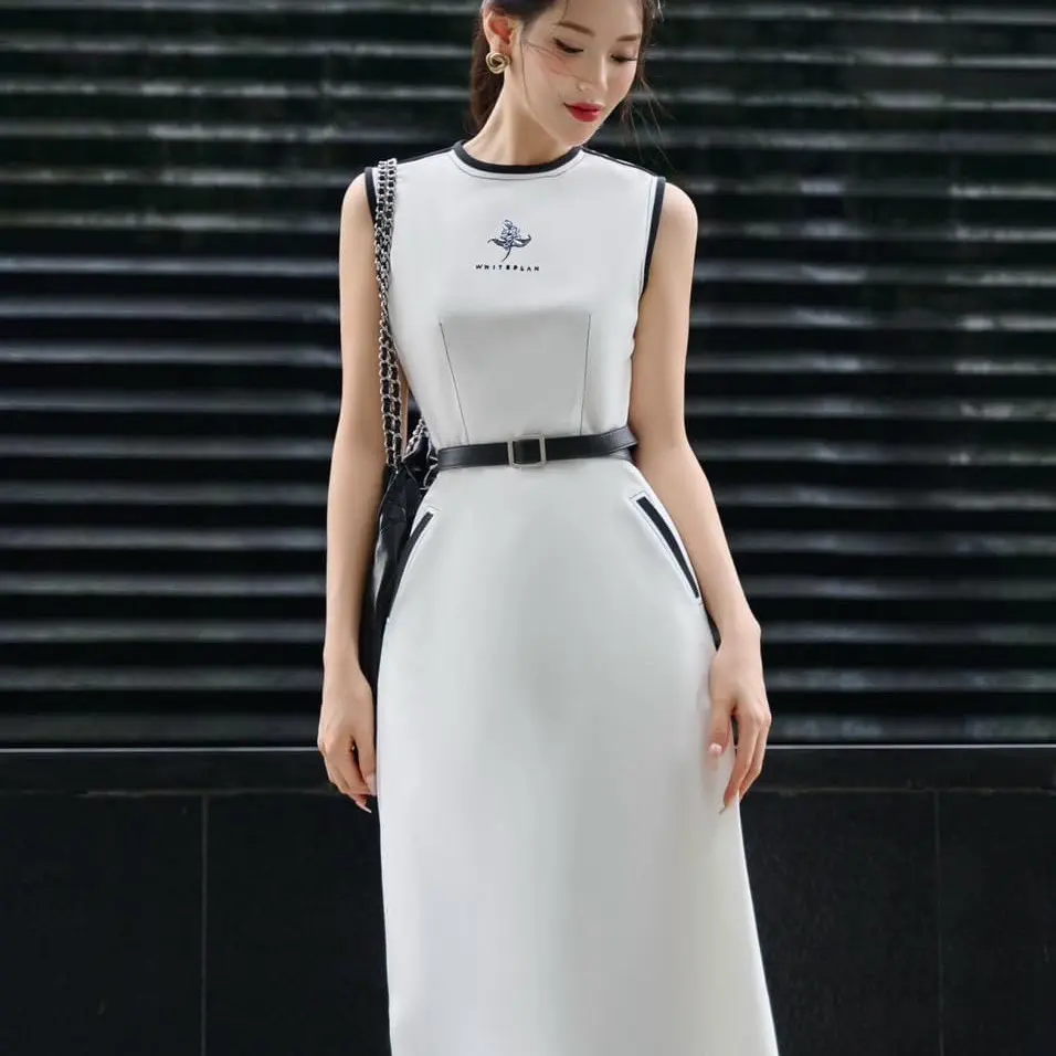 DREAM DRESS - Đầm công sở thanh lịch cộc tay White Plan Nữ Women