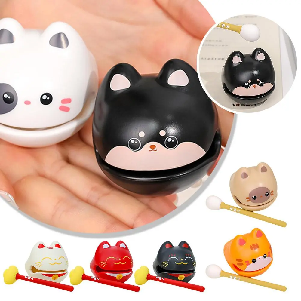 2024 Lucky Cat Small Wooden Fish Creative Decompression Percussion Instrument Stable Emotion Small Ornaments Decor Light