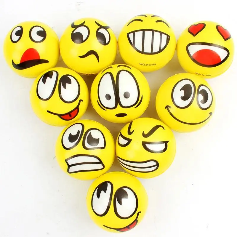 Smiling Foam Ball Squeeze Stress Ball Relief Toy Hand Wrist Exercise Face PU Toy Balls For Children