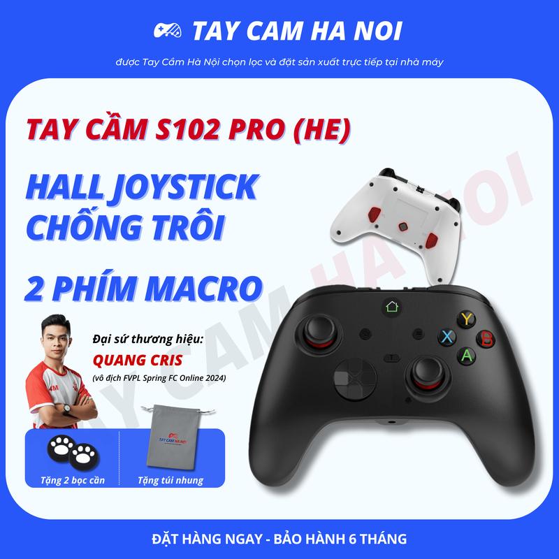 BH 6 tháng Tay cầm chơi game S102 PRO HE độ cần Hall Effect chống trôi phím Macro hành trình kết nối không dây