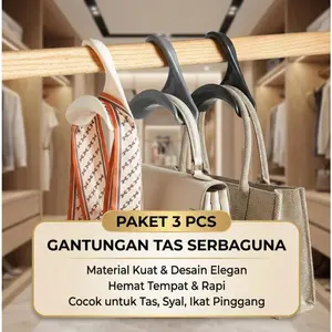 PROMO 3 PCS - Gantungan Tas Plastik Hanger Tas Serbaguna Bag Hook Hanger Perlengkapan Rumah Gantungan Tas Lemari