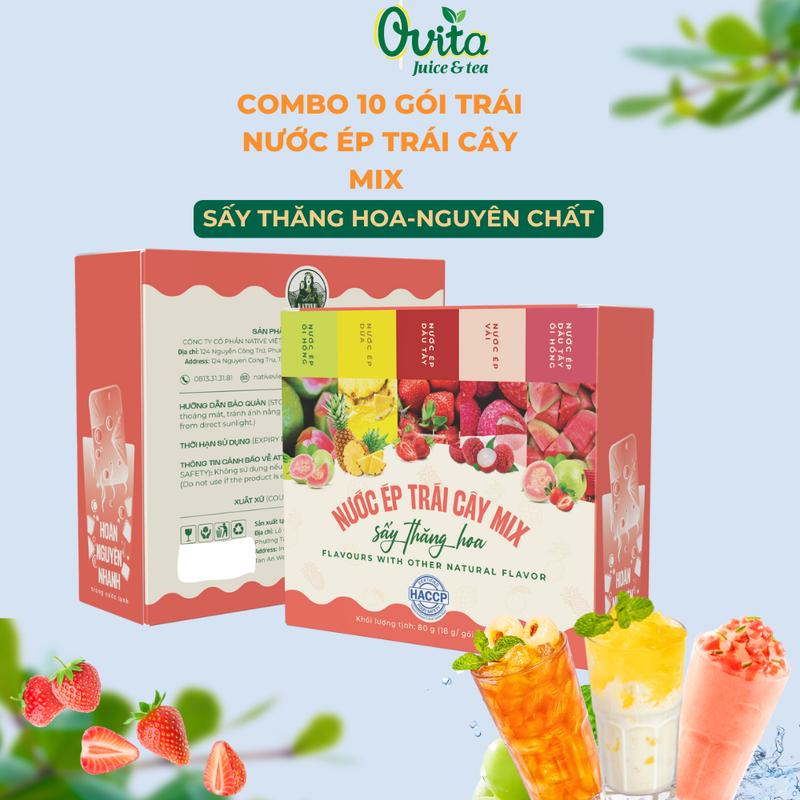 COMBO 10 Viên Lẻ - Nước Ép Trái Cây Sấy Thăng Hoa Ovita - Giữ Vẹn Hương Vị Tươi - Hộp 5 Vị 1