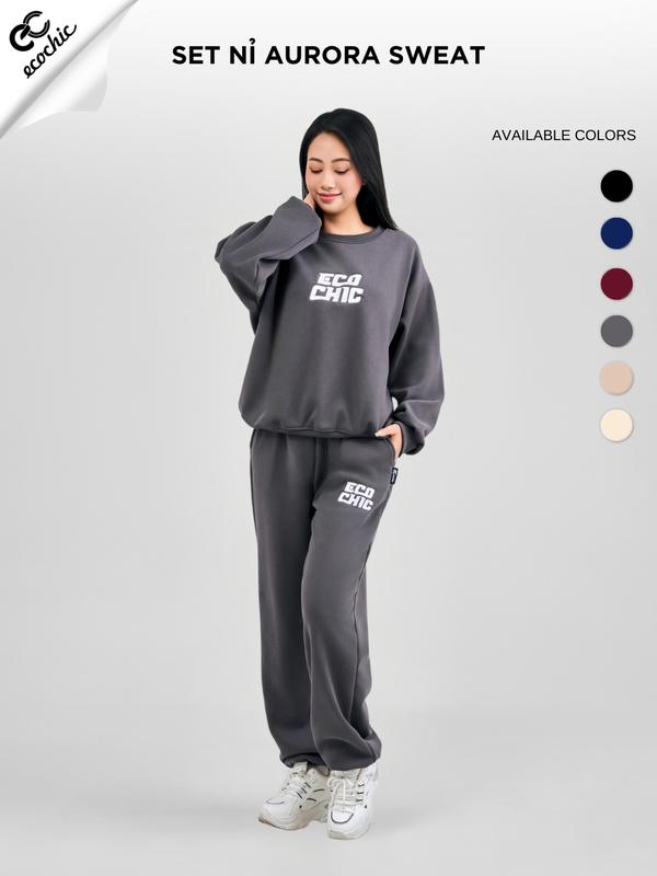 Set Bộ Dài ECOCHIC Set Áo Dài Quần Dài Cạp Cao Cấp Công Nghệ Mới Nam Nữ Unisex Chính Hãng Preminum Cotton B122