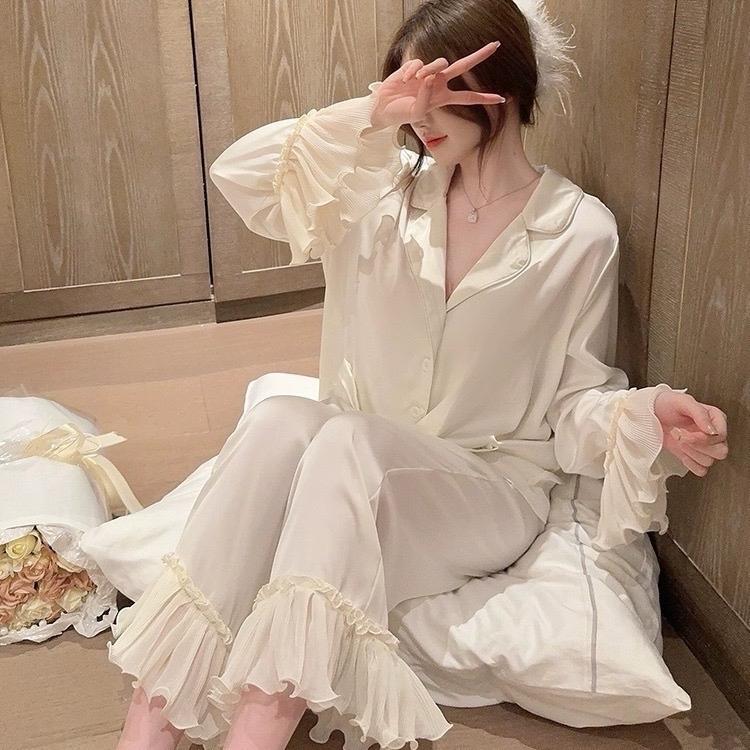 Bộ Pijama Nữ Tiểu Thư sang chảnh Chất lụa QC 1
