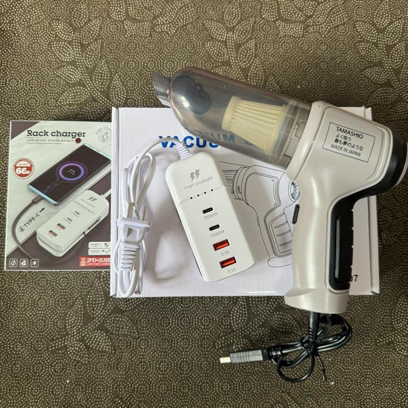 [Combo] Máy Hút Bụi Mini Tamashio Và Bộ Sạc Nhanh 66w, Máy Hút Bụi Mini Cầm Tay Có Tích Điện 3 Chế Độ, Bộ Sạc Nhanh 66w 5 trong 1 tương thích cao