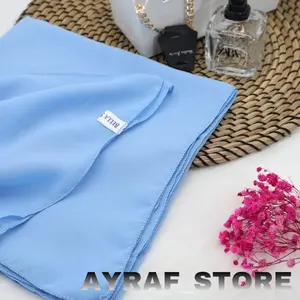 PERMATA CAHAYA KERUDUNG - HIJAB SEGIEMPAT BELLA SQUARE SIZE 115x115 BAHAN POLLYCOTTON TEPI DI JAHIT NECI WARNA BEBY BLUE