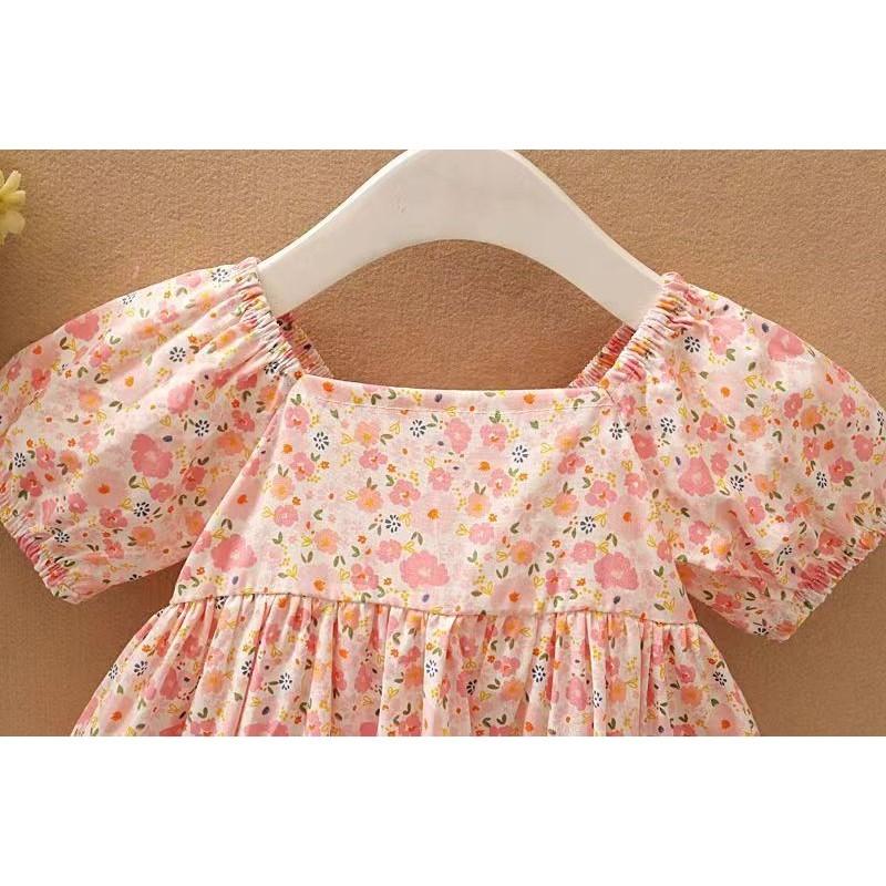 （COD）dress Korea baru untuk anak perempuan kecil - Motif bunga yang menggemaskan dan hiasan pita, lengan bergembung, bahan lembut dan gaya longgar dress  an gaun  kupu Fashion Baju 2