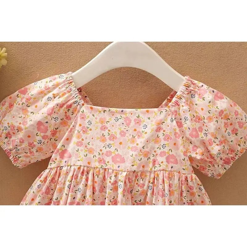 （COD）dress Korea baru untuk anak perempuan kecil - Motif bunga yang menggemaskan dan hiasan pita, lengan bergembung, bahan lembut dan gaya longgar dress  an gaun  kupu Fashion Baju 2