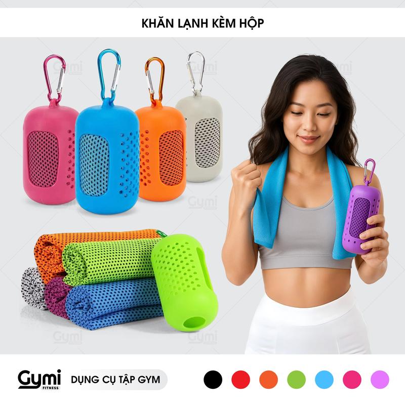 Khăn Lạnh Thể Thao Kèm Hộp Silicone 30x80cm - Làm Mát Tức Thì Khô Nhanh Tiện Lợi - Khăn Lạnh 02 - Phù Hợp Tập Gym & Đi Nắng