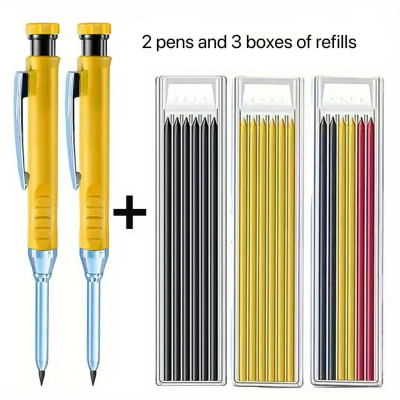 Automatic Pencil Set, 5 Counts/set Including 2 Counts Pencil & 3 Counts Lead Refill,  Mechanical Pencil for Woodworking, Architecture, Drawing 4